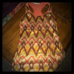 Sequin tank top!Light orange,yellow,green & cream