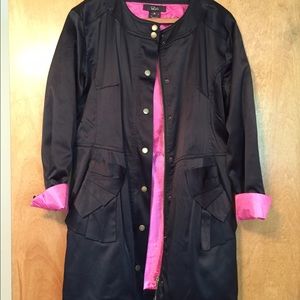 Black satin long jacket