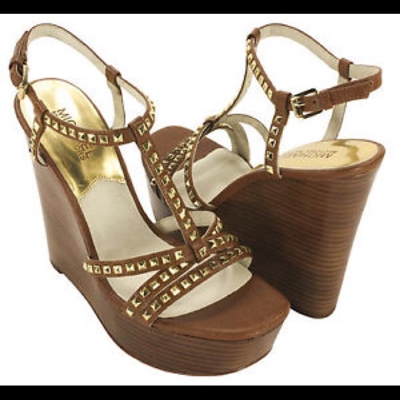 Micheal Kors Alexi Studded leather wedges