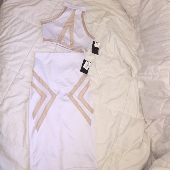 White & Tan two piece outfit