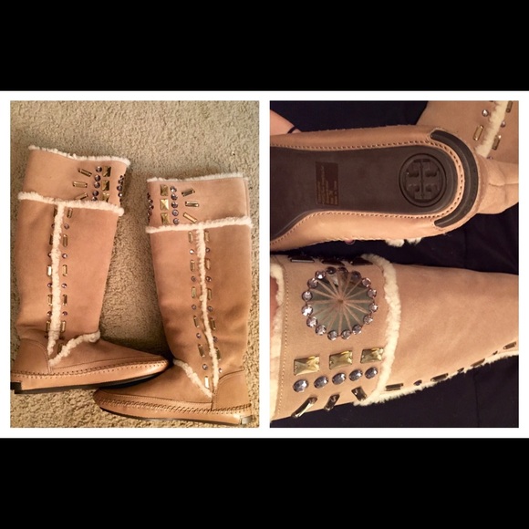 Tory Burch embellished suede boots
