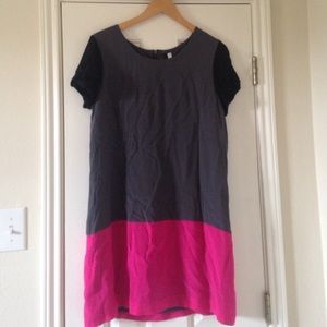 Black, gray & hot pink colorblock dress