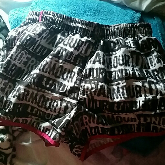 Black White and Pink Under Armour running shorts