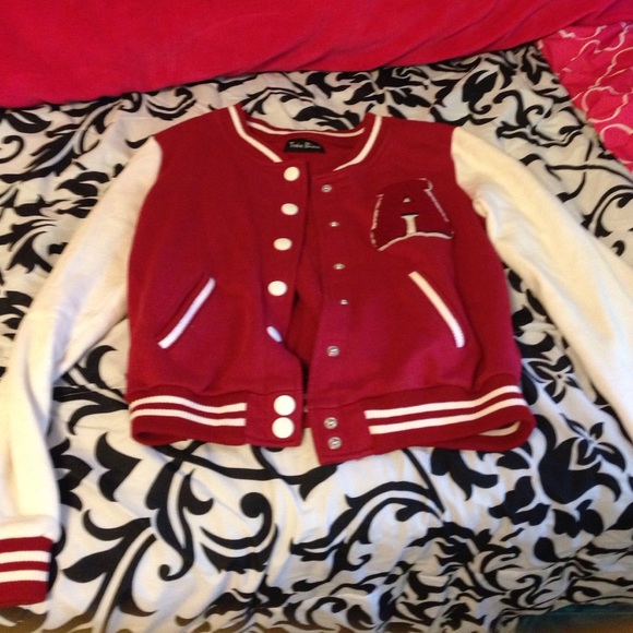 Red and white letterman jacket