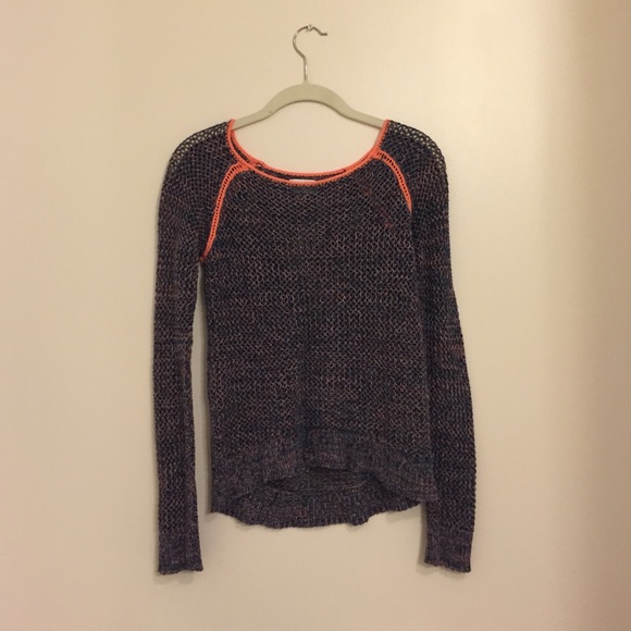 Navy and Coral Knit Sweater