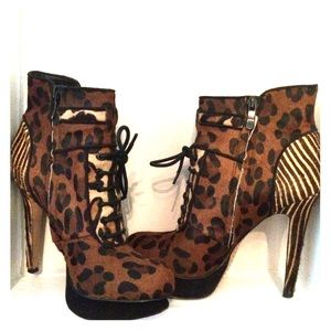 Sam Edelman lace-up leopard print ankle boots