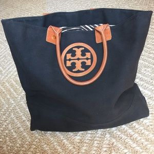 Tory burch black canvas large Jaden bag
