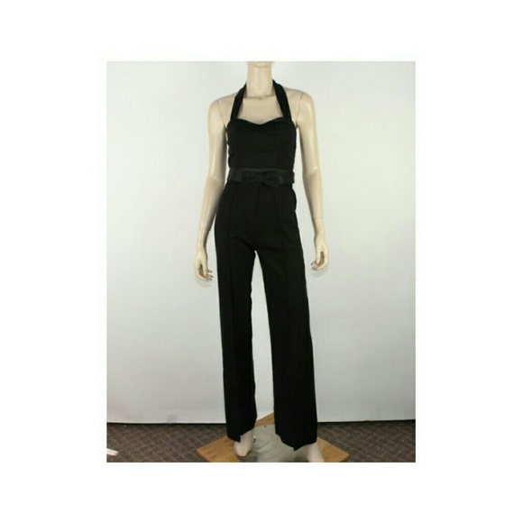 FRENCH CONNECTION STRAPLESS HALTER JUMPSUIT