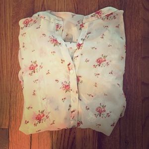 Rose Printed Lace Detailed Blouse