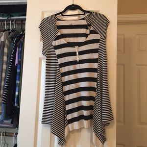 Anthropologie black & oatmeal striped top