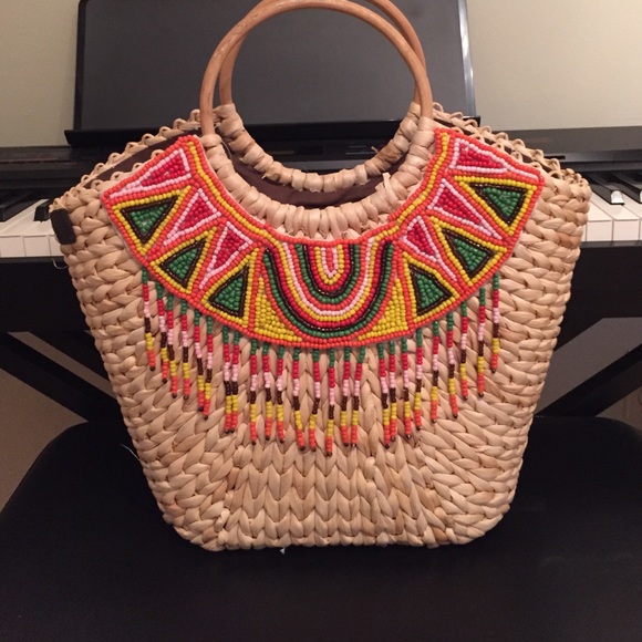Beaded Straw Bag