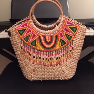 Beaded Straw Bag