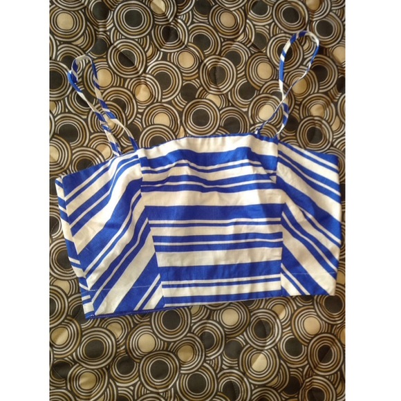 Blue and white crop top