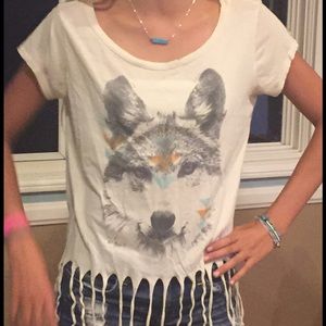 Graphic overdosed T with tassels