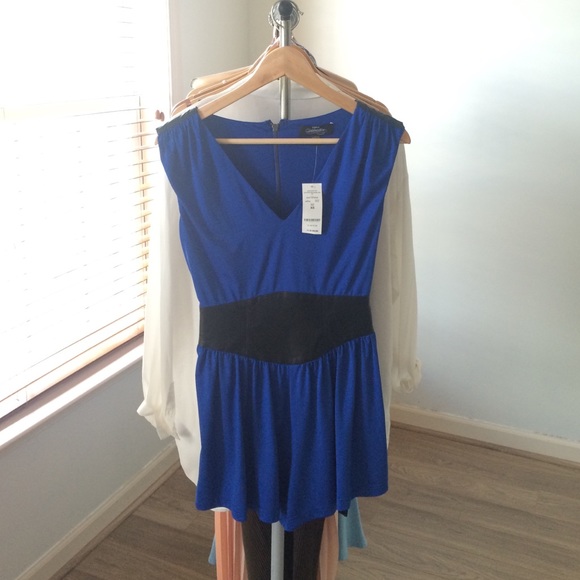 Romper with leather accents