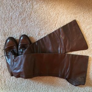 Chanel Brown Leather Knee High Riding Boots