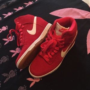 Red authentic nike wedge sneakers high top 6.5