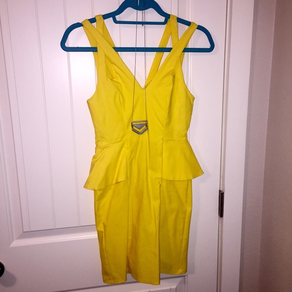 Nasty Gal Yellow Peplum Dress