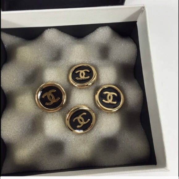 Authentic CHANEL Black Enamel Buttons-Set of 8