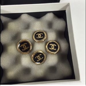 Authentic CHANEL Black Enamel Buttons-Set of 8