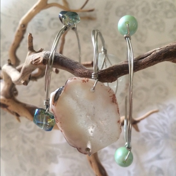 Handmade Wire Stone Bangle Stack