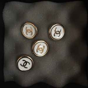Authentic CHANEL White Enamel Buttons- Set of 4