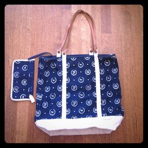 Victoria secret pink tote bag. Blue and white.