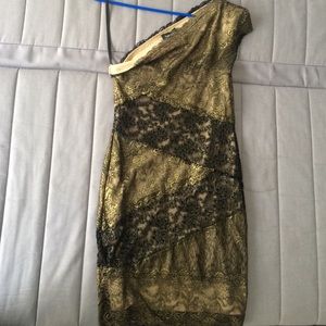 Gold and black lace dress