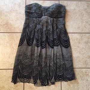 Express strapless black and white dress
