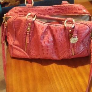 Italian leather handbag croc design