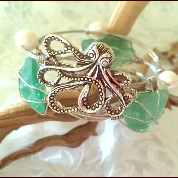 Handmade wire bangle stack