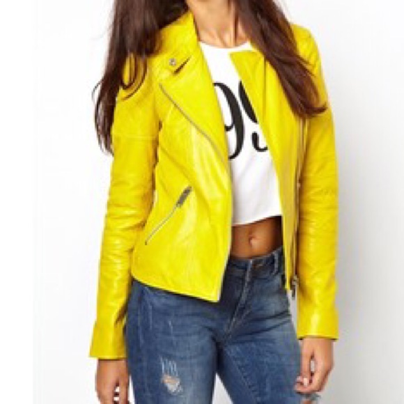 🚫SOLD Yellow Faux Leather Jacket