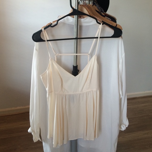 Cream pleated cami