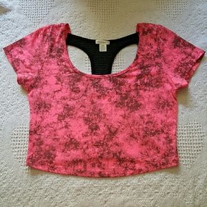SOLD Black and pink racer back crop top