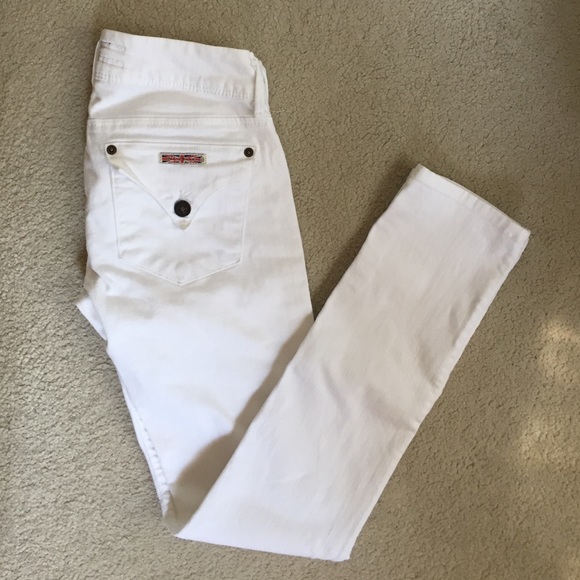 Hudson white denim skinny jeans