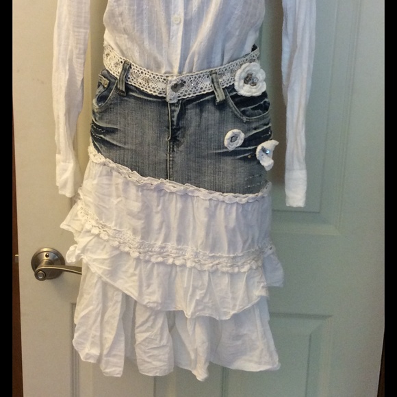 jean ruffle skirt