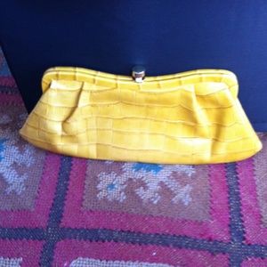 Banana Republic Yellow faux croc clutch