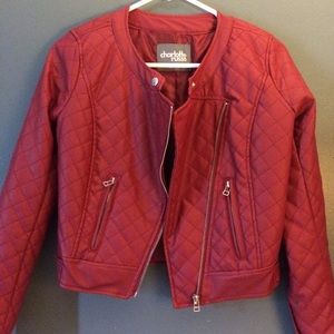 Red Faux Leather Jacket🔥
