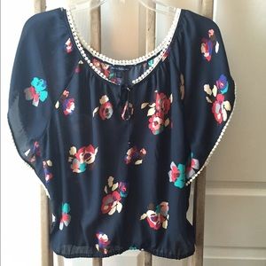 American eagle navy flowered top