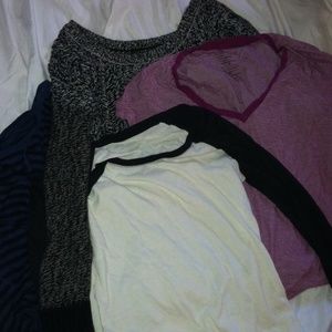 A&E sweater & baseball tee v-neck black navy top