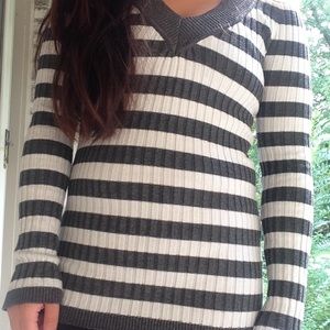 Wet seal: Dark grey and white striped sweater