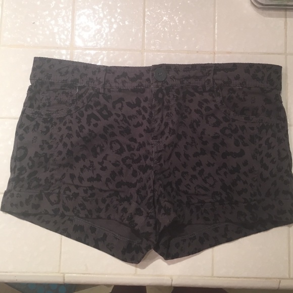Black Leopard Print Shorts