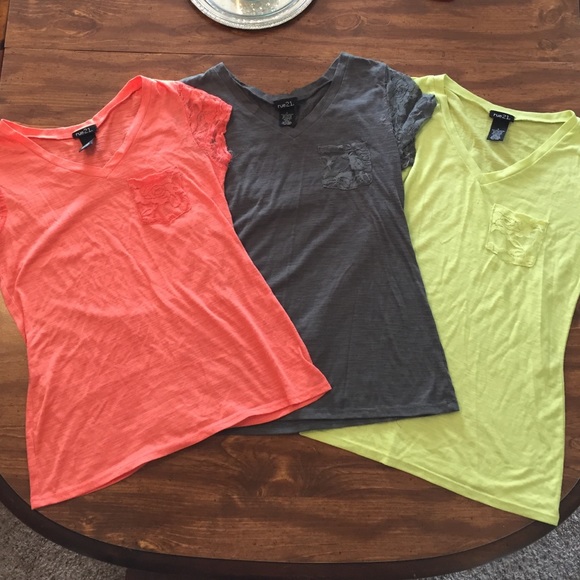 Three Shirts with lace sleeves and pockets!!