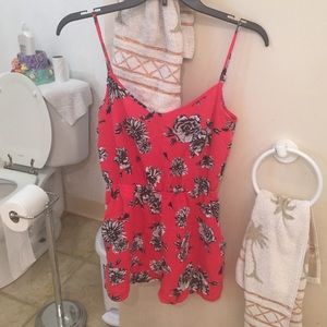 Hot Pink Romper with Black & White Flowers