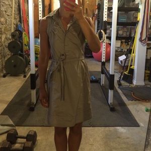 New York & Co. Cotton khaki dress with belt tie.