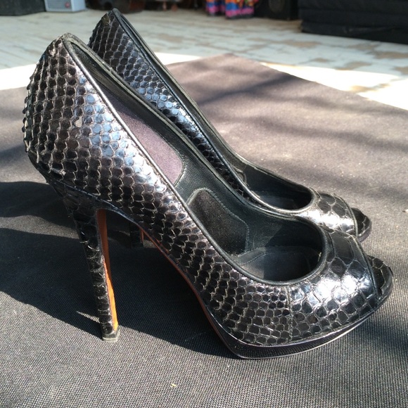 Burberry Python Peep Toe Pumps - Picture 2 of 4
