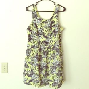 Pale yellow floral print dress