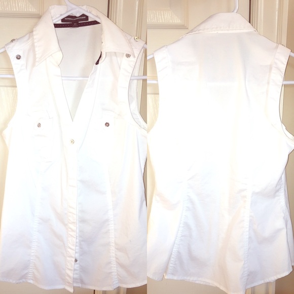 Express White sleeveless button top XS