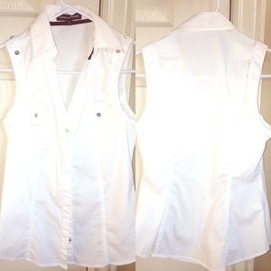Express White sleeveless button top XS