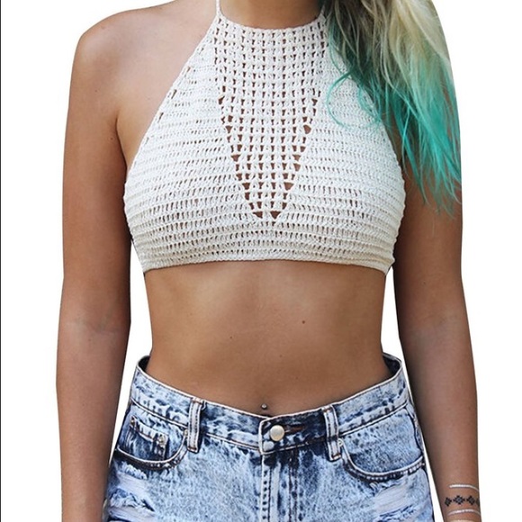 White Crotchet bustier bralette brand new